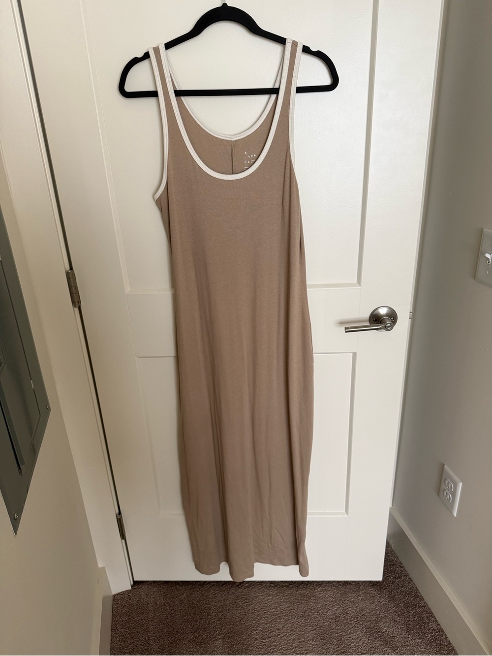 NWT a new day Beige Tank Maxi Dress with White Trim